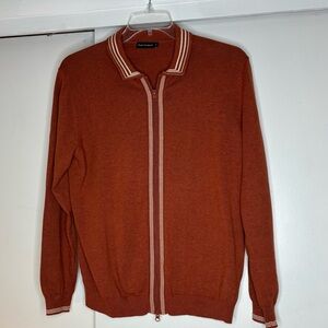 Men’s Full Zip Cotton Polo Sweater Cardigan. Smart Casual Fashion. Size M.